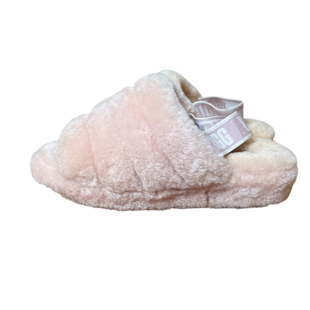 UGG Fluff Yeah Slide Women Pink Sheepskin Slingback Slippers SIZE 8